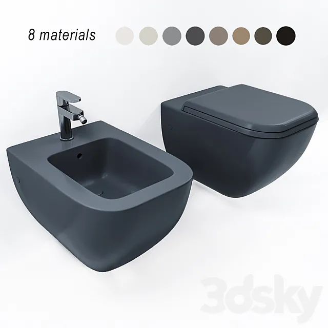 Ceramica Cielo Shui Comfort hanging toilet and bidet 3D Model