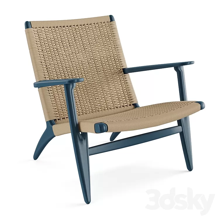 CH25 Rattan Blue Lounge Chair of Carl Hansen 3D Model