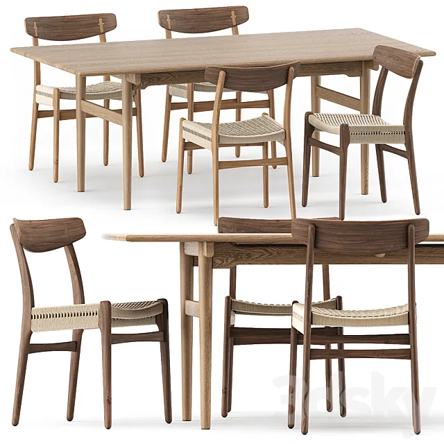 CH327 DINING TABLE. CH23 CHAIR by Carl Hansen & Son 3DModel