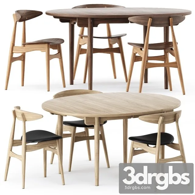 CH337 TABLE and CH33P CH33T CHAIR 3D Model Free