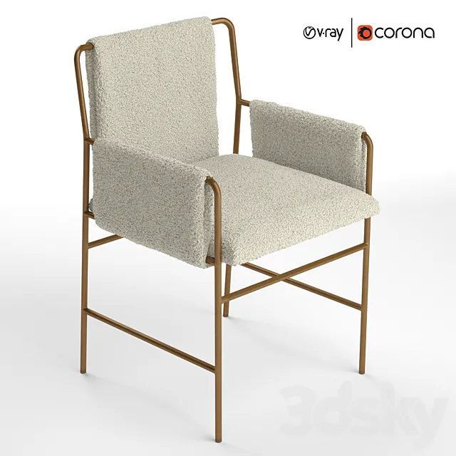 Chahan Fur Dining Chair 3D Model
