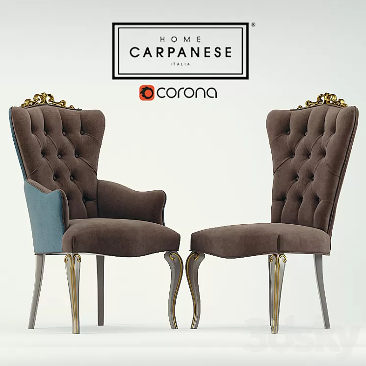 Chair and armchair Carpanese 3D Model