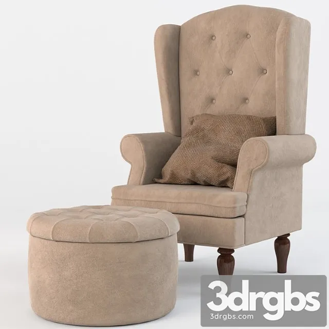 Chair and ottoman 3D Model Free