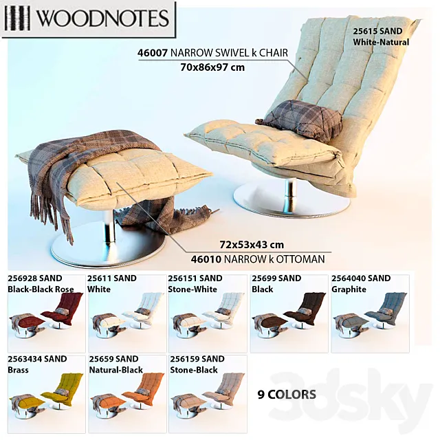 Chair and ottoman Woodnotes NARROW SWIVEL k CHAIR 3DModel
