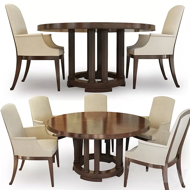 Chair and round table Bridgeton. Century. Round Dining Table. 3D Model