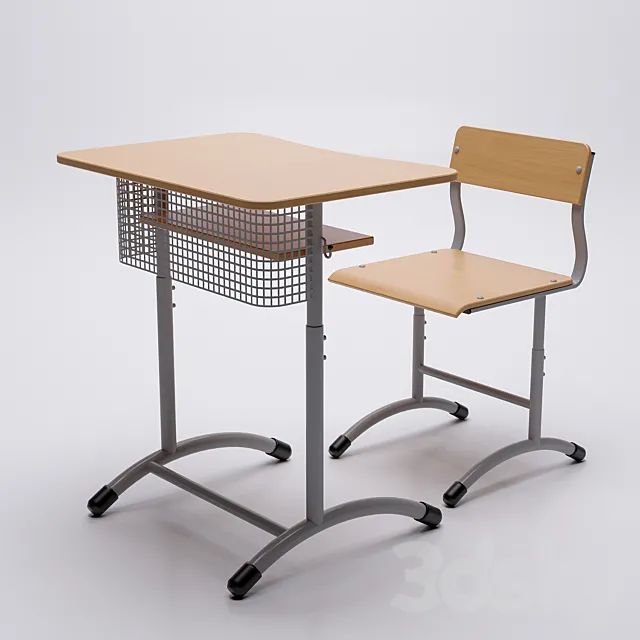 Chair and student's desk "Extra" 3D Model