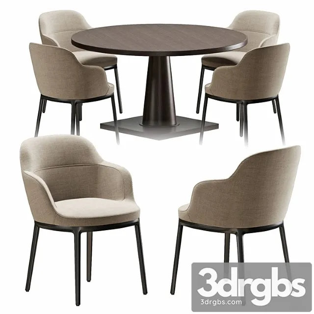 Chair and table b & b maxalto caratos maxalto convivio 2 3D Model Free