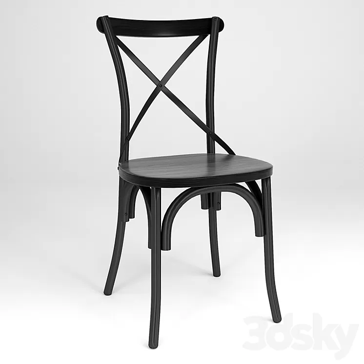 Chair BELLA CROSS black + ebony 3D Model