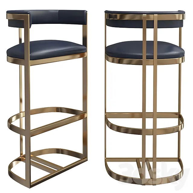 Chair - Calvin bar chair in ANTIQUE BRASS 3DModel