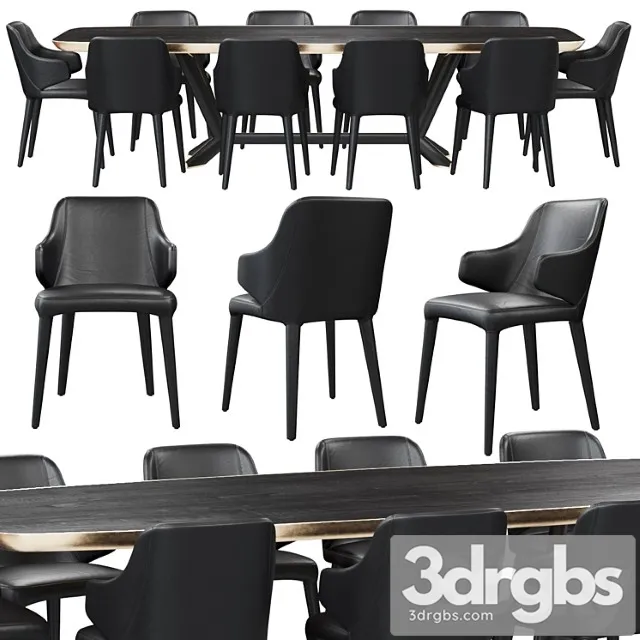 Chair cattelan italia wanda and table planer 2 3D Model Free