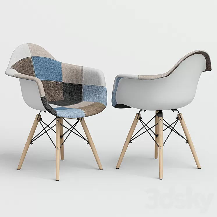Chair Eames Style DAW Patchwork + plastic. 3D Model