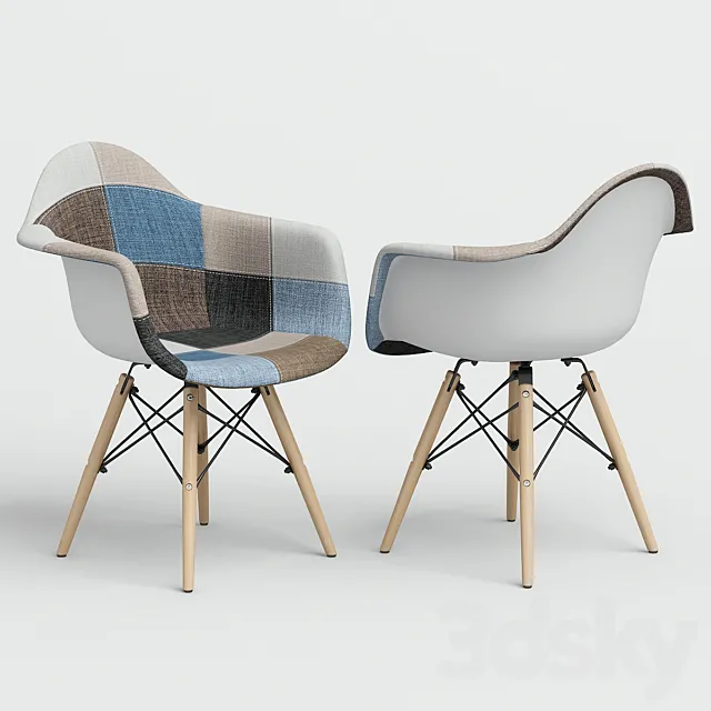 Chair Eames Style DAW Patchwork + plastic. 3DModel
