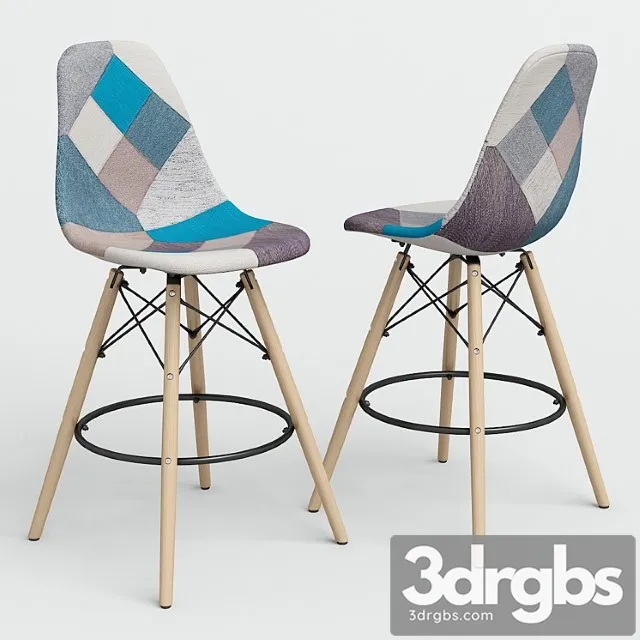 Chair eames style dsw patchwork bar. 2 3D Model Free