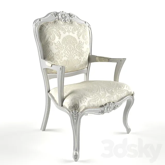 Chair french-Chateau-Style-Ornate-white-gold 3D Model