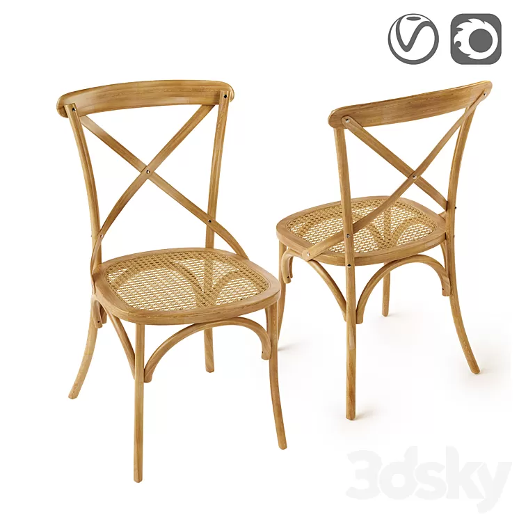 Chair in oak and wicker Cedak