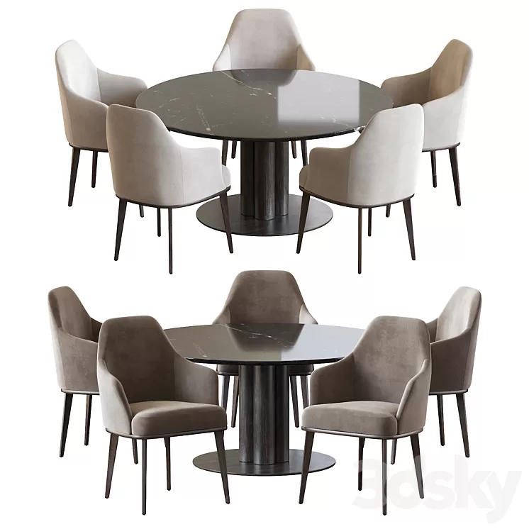 Chair Liam and Goya Arflex Table 3D Model