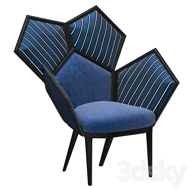 Chair Lui 5A Blue Armchair by Philippe Bestenheider 3DModel