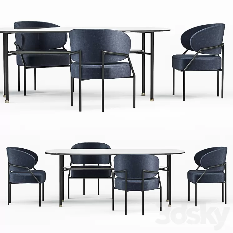 Chair Meridiani Isetta table Meridiani Hubert 3D Model