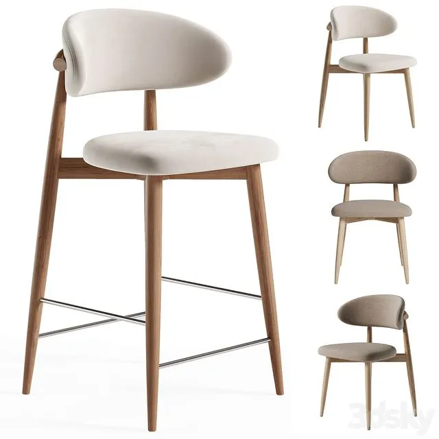 Chair polubarnyy Lucas latte Bar Chair 3D Model