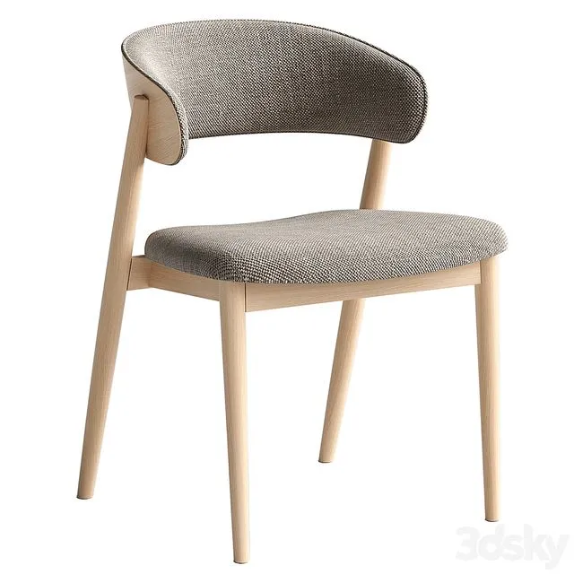 Chair Siena beige brown fabric solid beech natural 3D Model