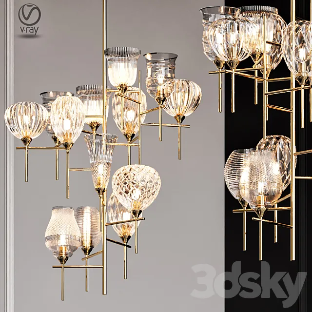 Chair Small Modern Chandeliers 3D Model