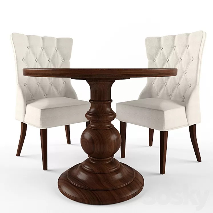 Chair + table classic 3D Model