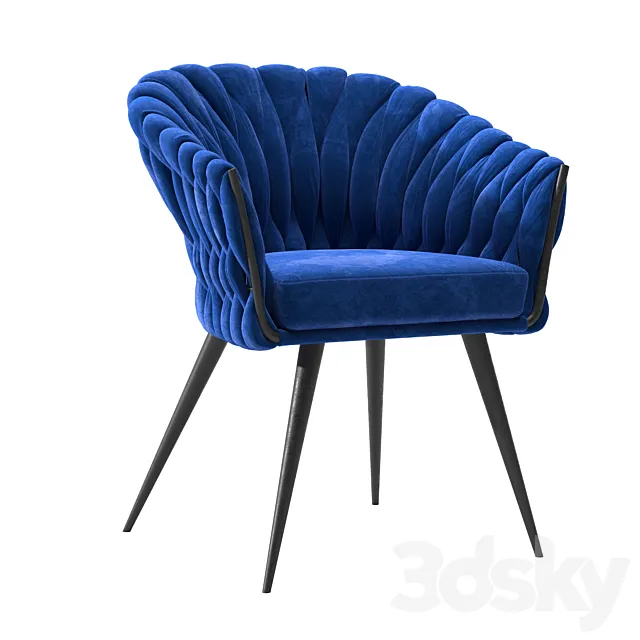 Chair with Armrest Knot Blue 3D Model