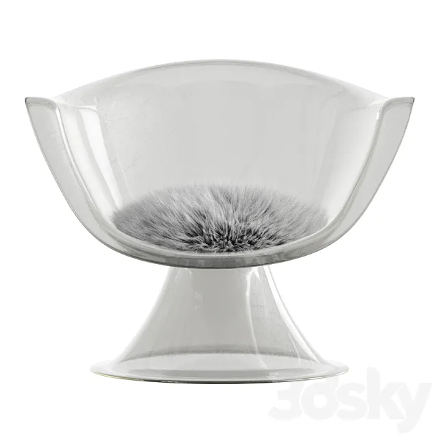 Chair with Mongolian Fur Seat 3DModel