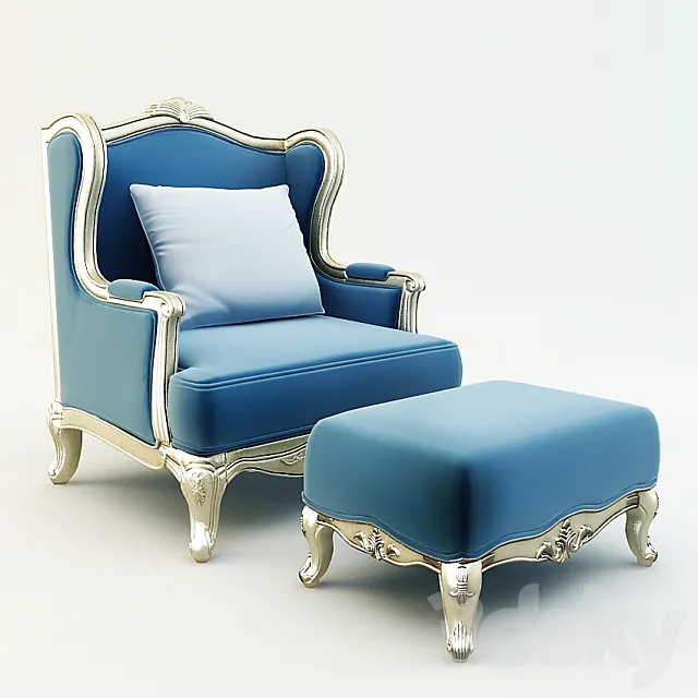 Chair with Ottoman 3D Model