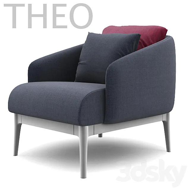 chair with ottoman THEO (zeo) 3D Model