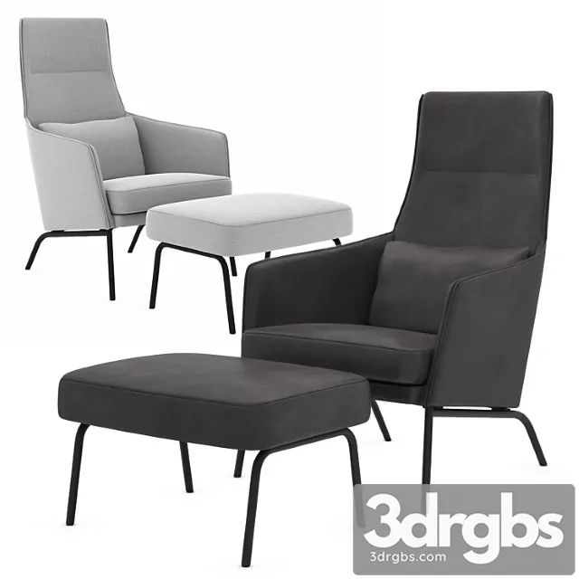 Chair With Pouf Siri Sits 3D Model Free