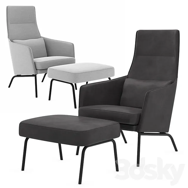 Chair with Siri Sits padded stool 3D Model