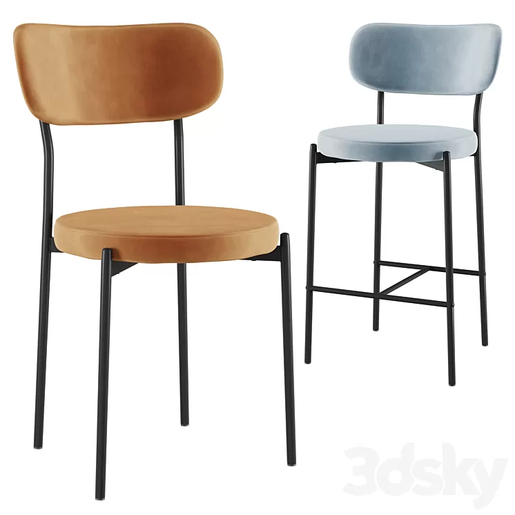 Chair&Bar stool Barbara black legs SG 3D Model Free