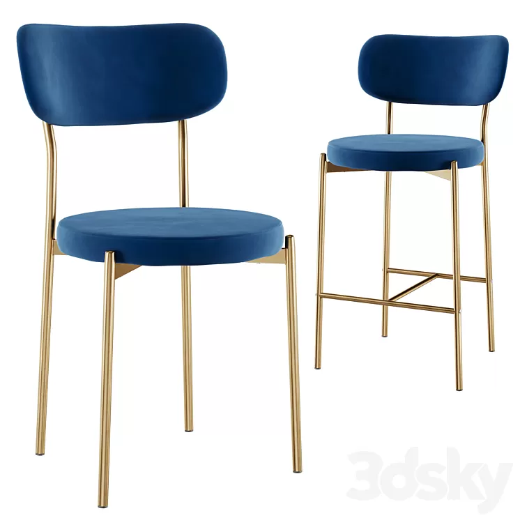 Chair&Bar stool Barbara Stool Group 3D Model Free