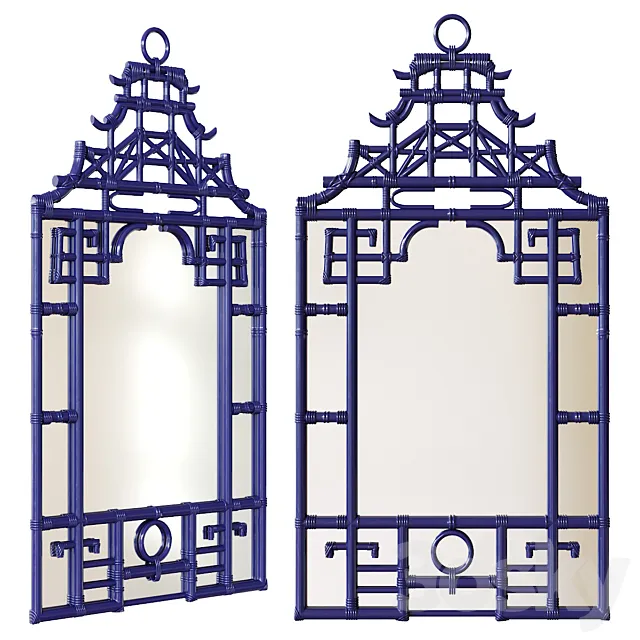 Chairish _ Blue Pagoda Wall Mirror 3D Model