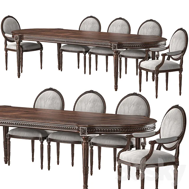 chairish louis table and chair art 5694 3D Model