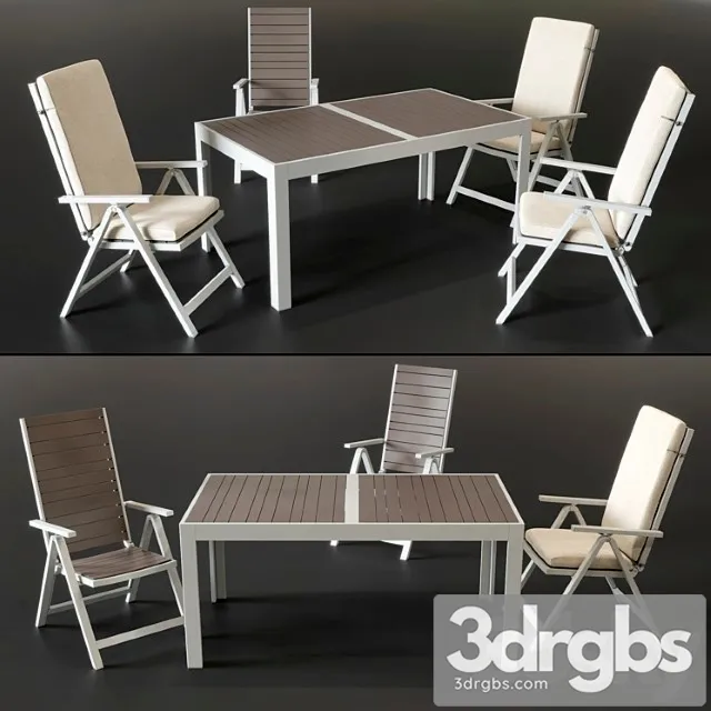 Chairs and table ikea shelland 2 3D Model Free