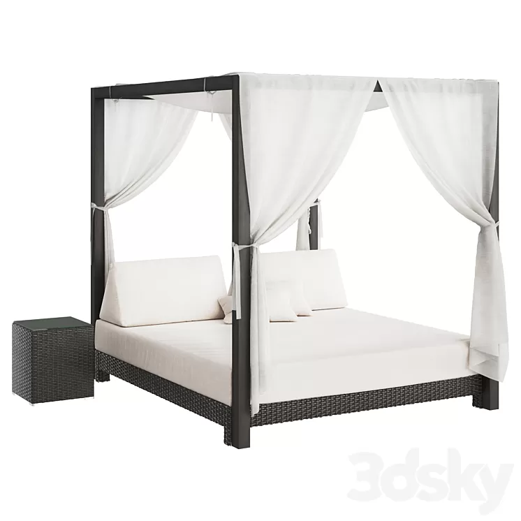 Chaise longue bed 3D Model Free