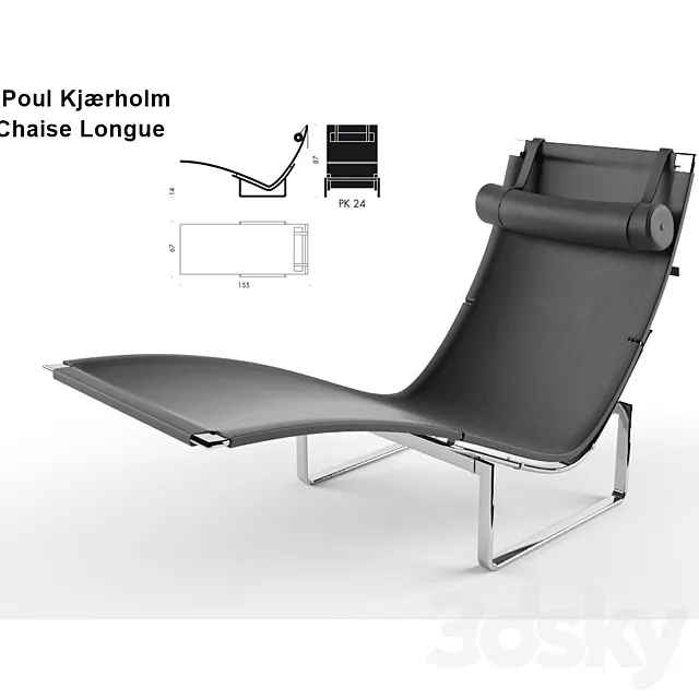 Chaise Longue - Poul Kjærholm 3D Model
