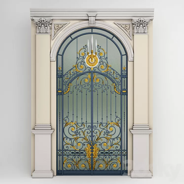 Chakri Maha Prasat Wrought Iron Entrance Door & Column 3D Model