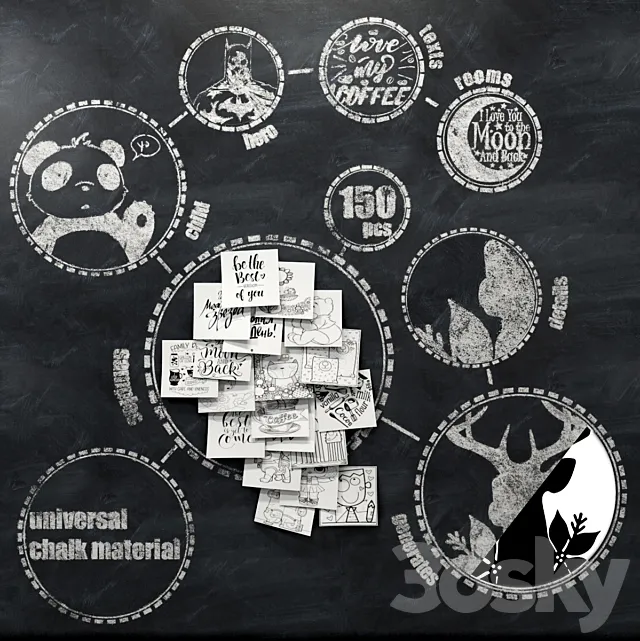 Chalk board _ multifunctional material 3DModel