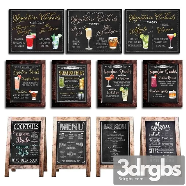 Chalkboard for cafe 1 3D Model Download