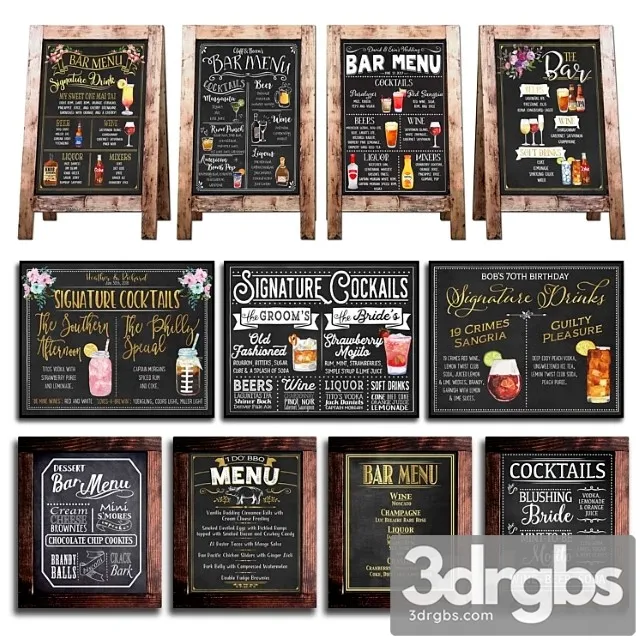 Chalkboard for cafe 2 3D Model Download