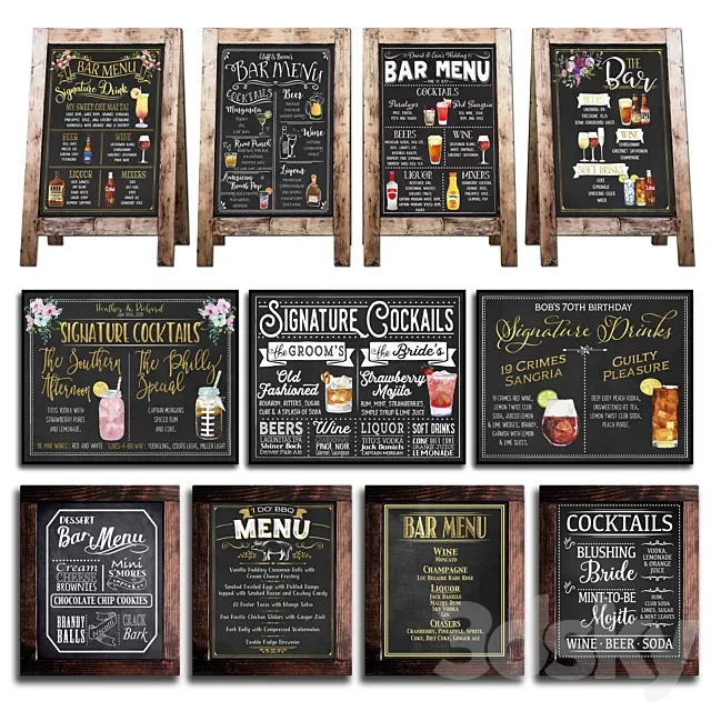 Chalkboard for cafe 2 3D Model