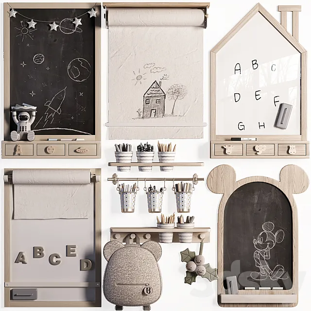 Chalkboard Wall Mounted Easel Whiteboard for Teenagers and Kids 01 Free Download