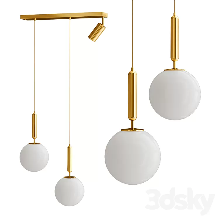 Chandelier 2 ball 3D Model Free