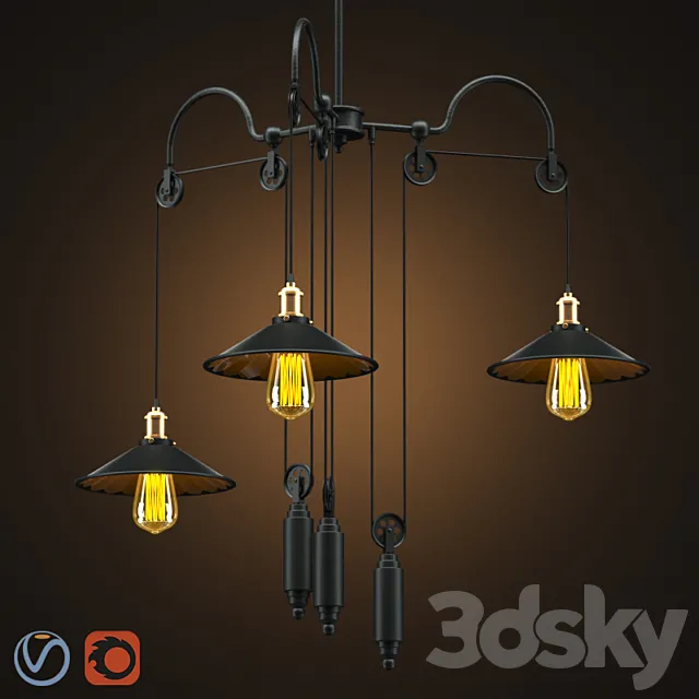 CHANDELIER _ LOFT CONE PENDANT REFLECTOR BALANCE 3 3D Model