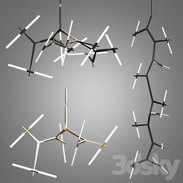 Chandelier Agnes 4 types 3D Model