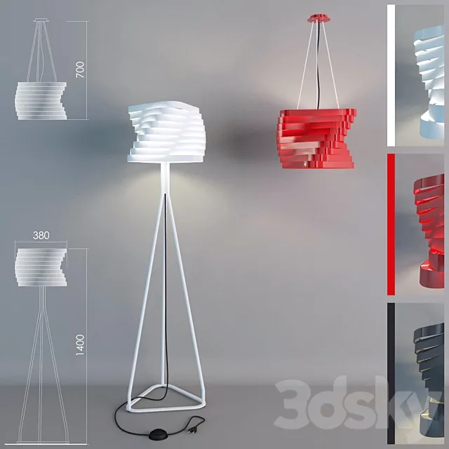 Chandelier and floor lamp ALMERICH BOOMERANG 3D Model