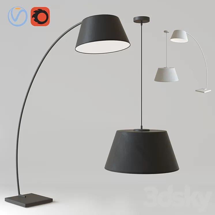Chandelier and floor lamp AZZARDO Olav 3D Model